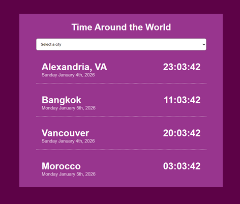 Picture of world clock I built using coding skills